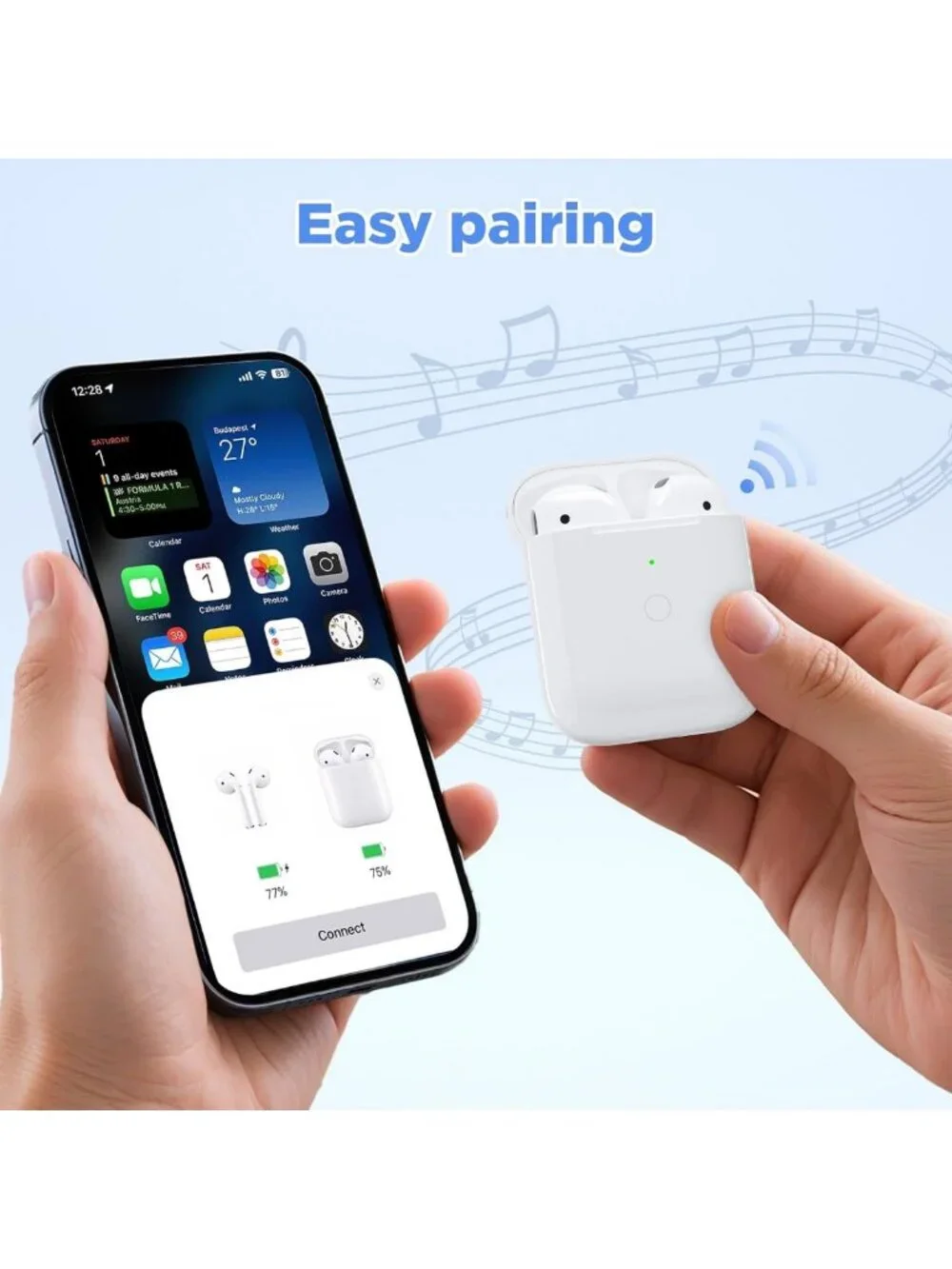 Wireless & Wired Charging Case for AirPods 1st/2nd Gen, 450mAh Battery, No